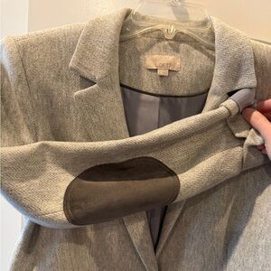 LOFT Herringbone Blazer Size 6 | Gray | Elbow Patch Detail | Lined